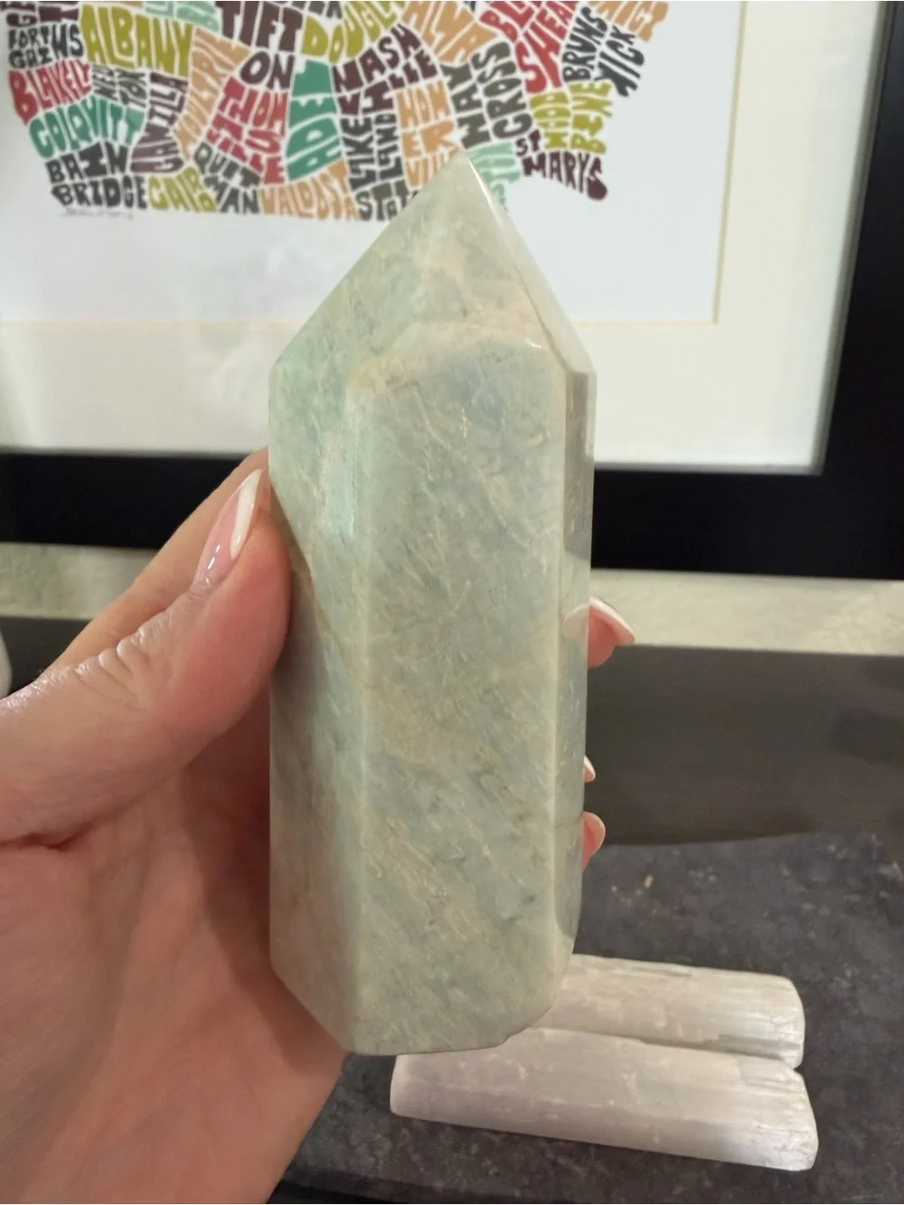 Genuine Crystal Decor Collection – Small Tower, Quartz, Selenite + Stone Tray